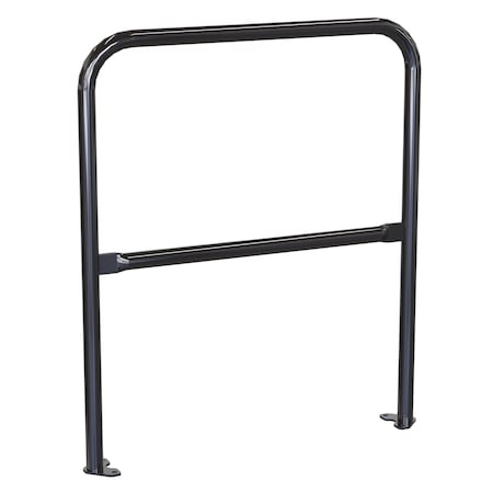 Vestil Steel Pipe Safety Railing with Welded Baseplate 3 Ft. Length Black VDKR-3-BP-BK